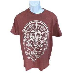 Obey Worldwide Propaganda Maroon Peace Phoenix Graphic T-Shirt, Size Medium